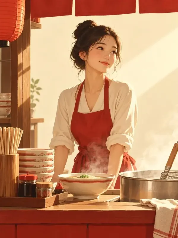 重生面馆短剧封面海报，逆袭题材